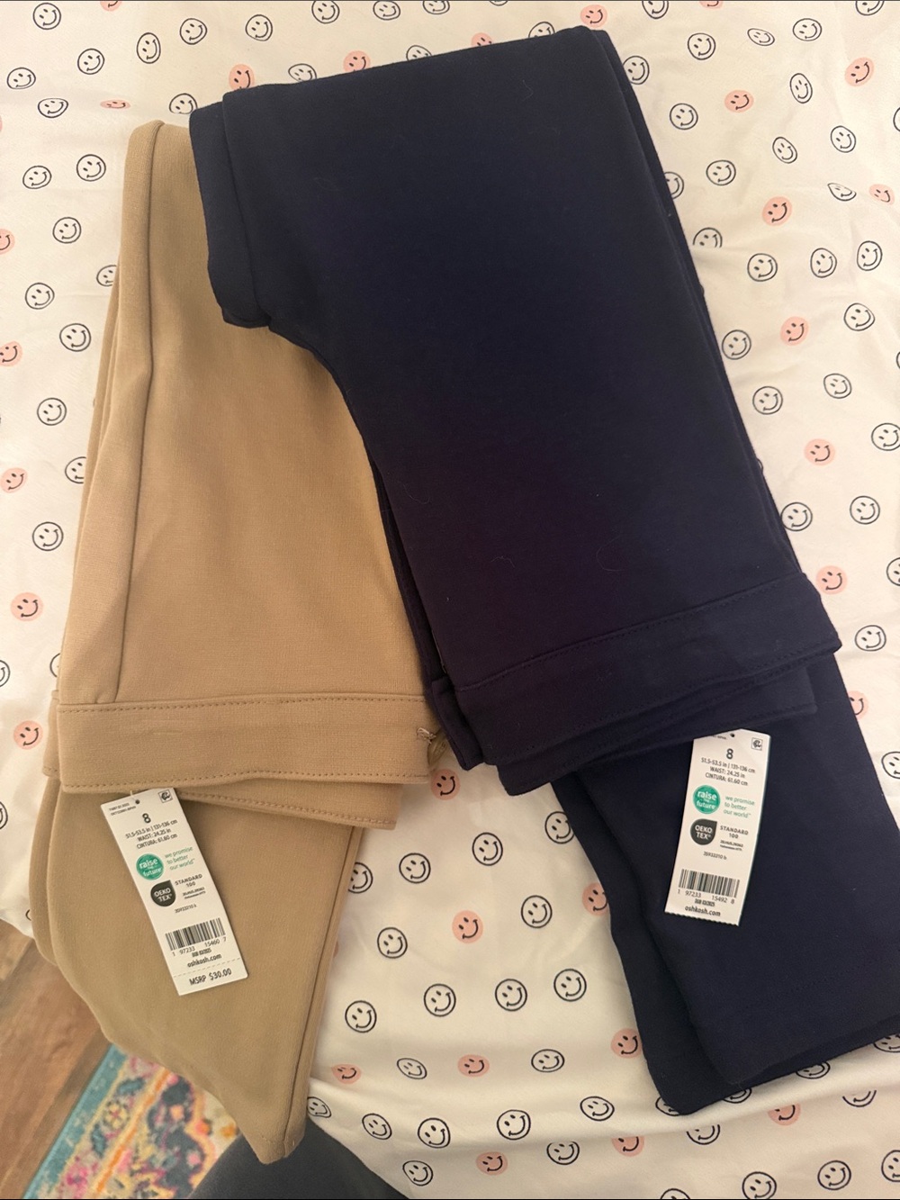 Carters Kids Pull-On Knit Pants - Navy and Khaki - size 8